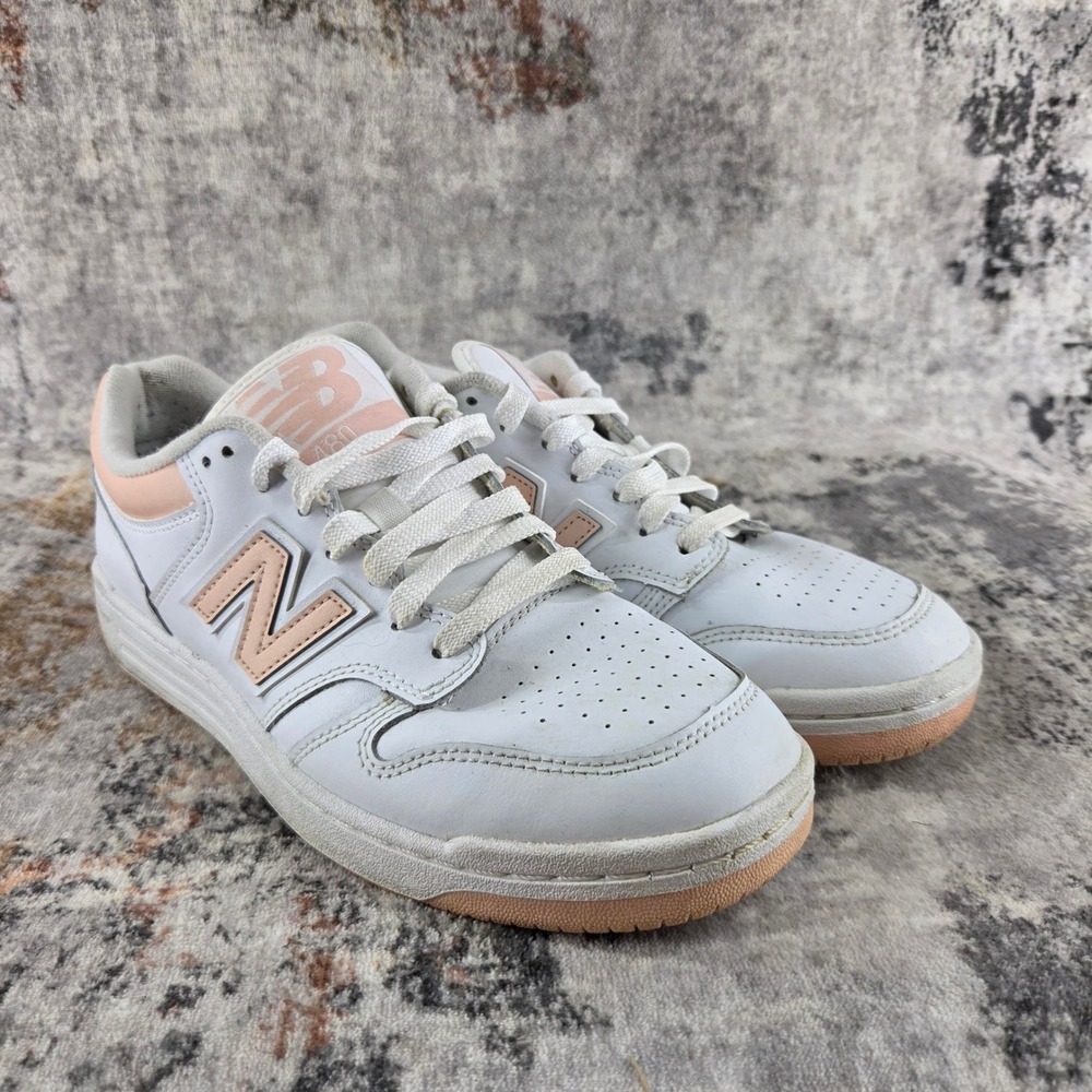 New Balance 480 Shoes Mens 8 D Wide White Leather Retro Basketball BB480LPH